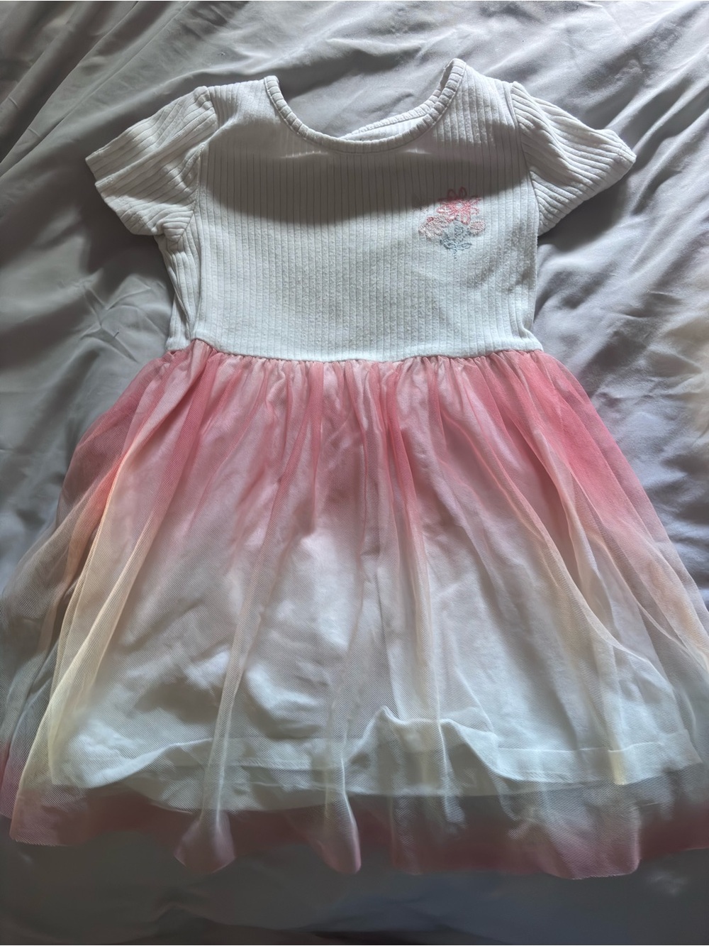 Carter's White Bodice Pink Ombre Tulle Dress
